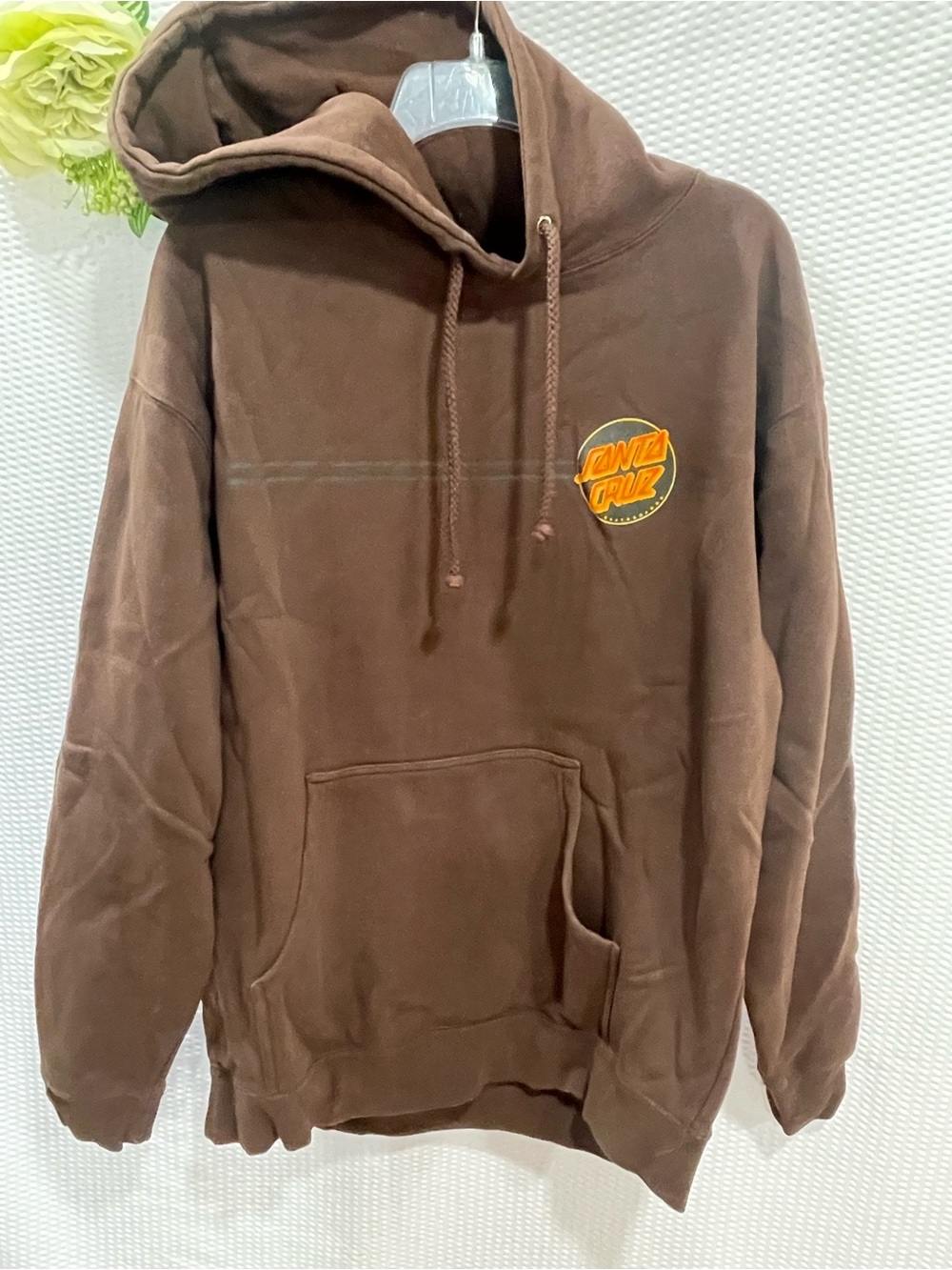 Santa Cruz Skateboards Brown Pullover Hoodie with Red & Yellow Logo - Picture 3 of 5